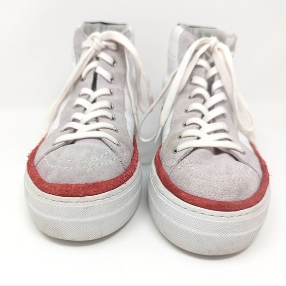 The Kooples White Leather Suede High Top Studded Colorblock Sneakers Size 38 - Picture 13 of 14